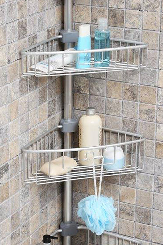 3 Raflı Paslanmaz Alüminyum Banyo Köşe Rafı (E)- Metalik (Montaj Gerektirmez.) - 4