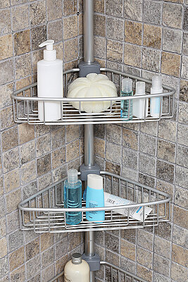 3 Raflı Paslanmaz Alüminyum Banyo Köşe Rafı (E)- Metalik (Montaj Gerektirmez.) - 5