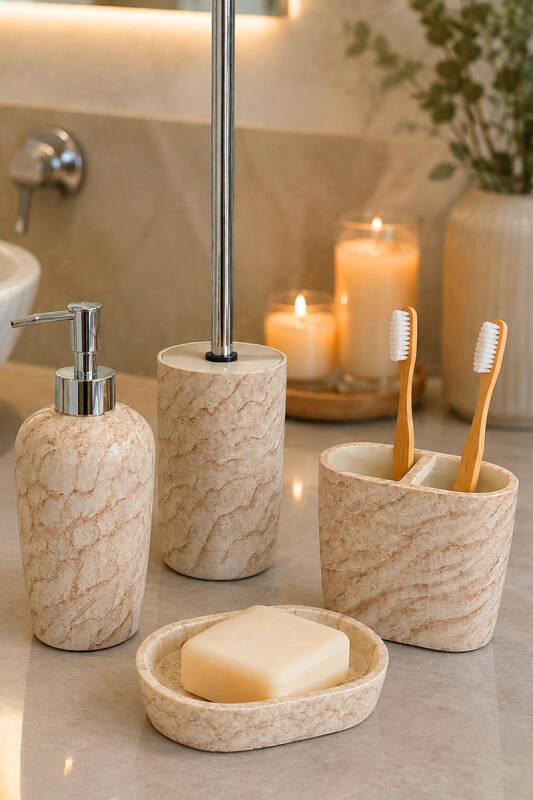 Aren 5'li Banyo Seti - Bej - 2