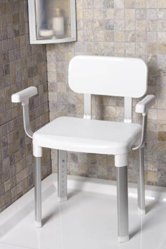 Cappadocia Paslanmaz Alüminyum Sırt ve Kol Destekli Yaşlı Engelli Banyo Sandalyesi (130 KG Kapasite) - 1