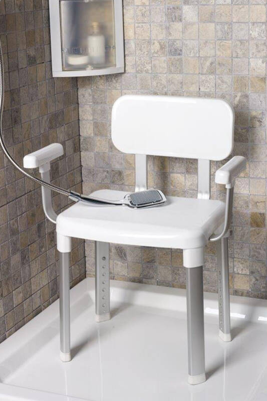 Cappadocia Paslanmaz Alüminyum Sırt ve Kol Destekli Yaşlı Engelli Banyo Sandalyesi (130 KG Kapasite) - 2