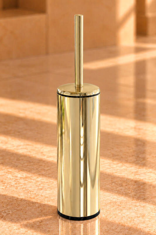 Cigo 2'li Banyo Seti Banyo 6 Litre Çelik Çöp Kovası + Tuvalet Fırçası - Sarı Gold İç Kısım Siyah - 5
