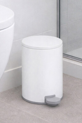 Cigo 3 LT Banyo Mutfak Ofis Çelik Çöp Kovası - Mat Beyaz - 1