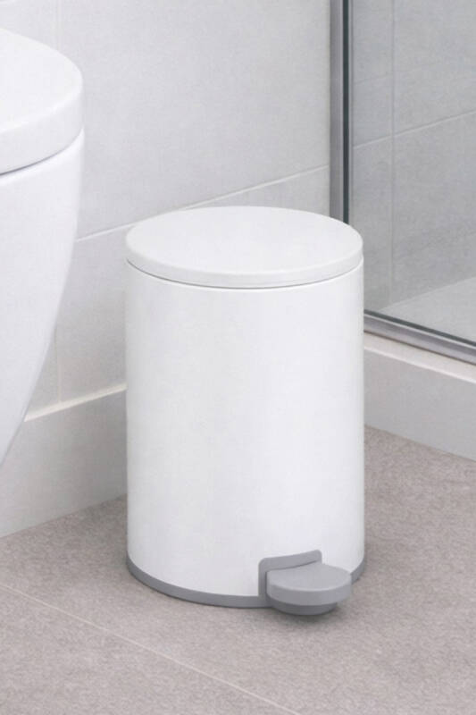 Cigo 3 LT Banyo Mutfak Ofis Çelik Çöp Kovası - Mat Beyaz - 1