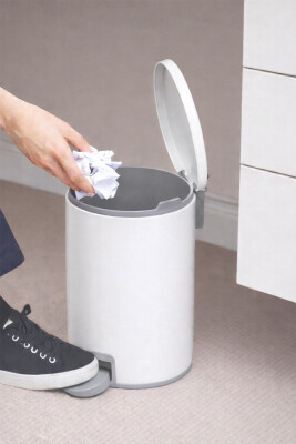 Cigo 3 LT Banyo Mutfak Ofis Çelik Çöp Kovası - Mat Beyaz - 2