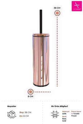 Cigo Çelik Tuvalet Fırçası - Rose Gold & İç Kısım Siyah - 3