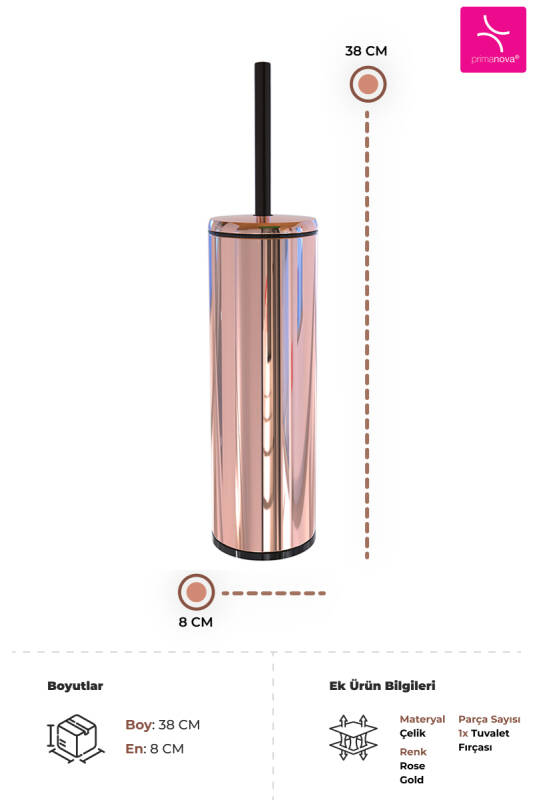 Cigo Çelik Tuvalet Fırçası - Rose Gold & İç Kısım Siyah - 3