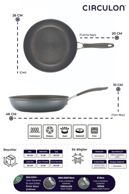 A1 Serisi ScratchDefense Çizilmez Yapışmaz Kızartma Tavası - 26 CM - Circulon (1)