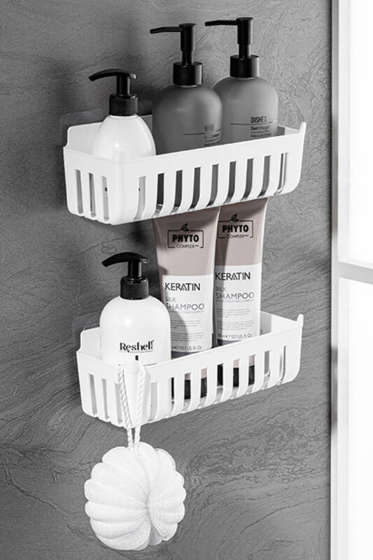 Deby 4'lü Yapışkanlı Banyo Rafı - Beyaz - 2
