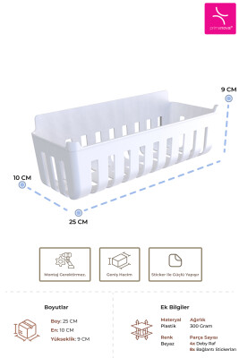 Deby 4'lü Yapışkanlı Banyo Rafı - Beyaz - 3
