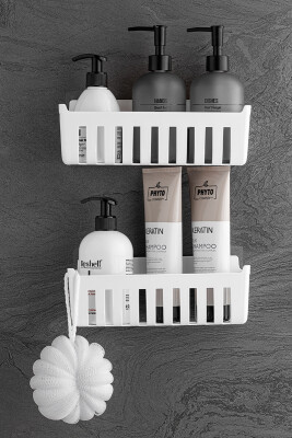 Deby 4'lü Yapışkanlı Banyo Rafı - Beyaz - 4