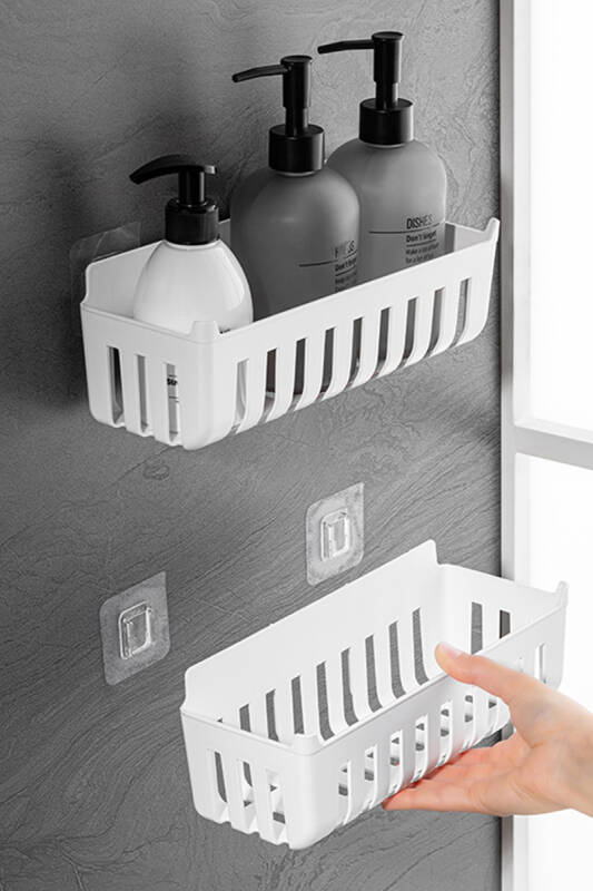 Deby 4'lü Yapışkanlı Banyo Rafı - Beyaz - 6