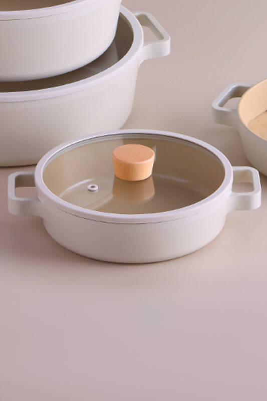 Fika Cam Kapaklı Seramik Kaplama Sahan 22 CM - Bej - 1