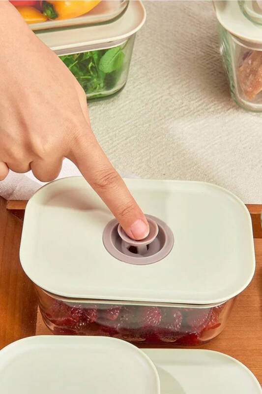 Fika Clik Dikdörtgen Cam Saklama Kabı 470 ML - Bej - 4