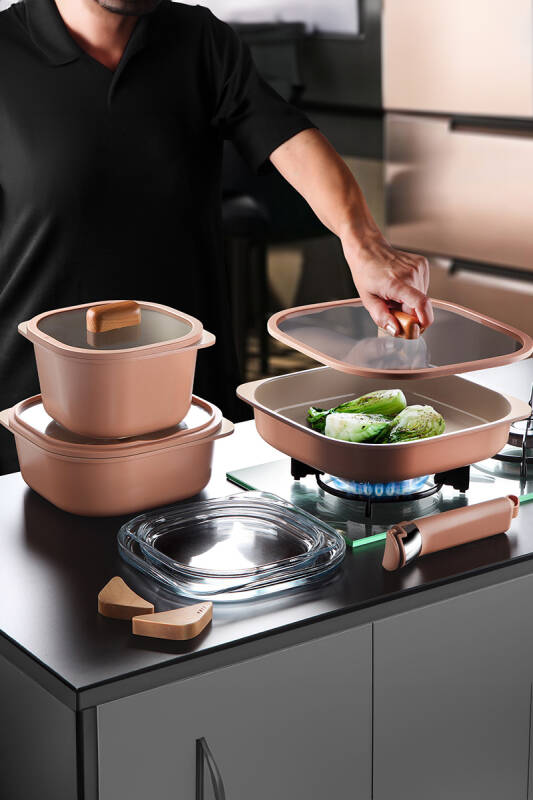 Fika Comfort Seramik Kaplama Terracota Tencere ve Tava Seti - 10 Parça - 1