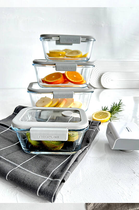 Fika Glace Vakumlu Cam Saklama Kabı Seti 5 Parça - Gri - 5