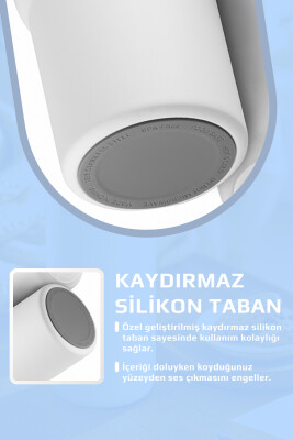 Fika Lumi Patentli Döner Kulplu Sızdırmaz Çelik Termos 1200 ML - Beyaz - 8