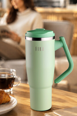 Fika Lumi Patentli Döner Kulplu Sızdırmaz Çelik Termos 1200 ML - Mint Yeşili - Neoflam