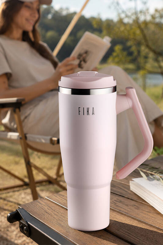 Fika Lumi Patentli Döner Kulplu Sızdırmaz Çelik Termos 1200 ML - Pembe - 1