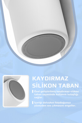 Fika Lumi Patentli Döner Kulplu Sızdırmaz Çift Ağızlıklı Çelik Termos 950 ML - Beyaz - 8
