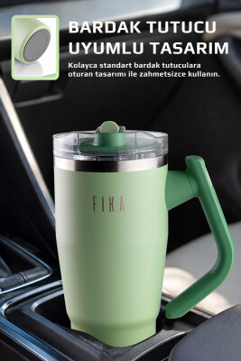 Fika Lumi Patentli Döner Kulplu Sızdırmaz Çift Ağızlıklı Çelik Termos 950 ML - Mint Yeşili - Neoflam (1)