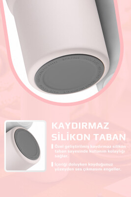 Fika Lumi Patentli Döner Kulplu Sızdırmaz Çift Ağızlıklı Çelik Termos 950 ML - Pembe - 8