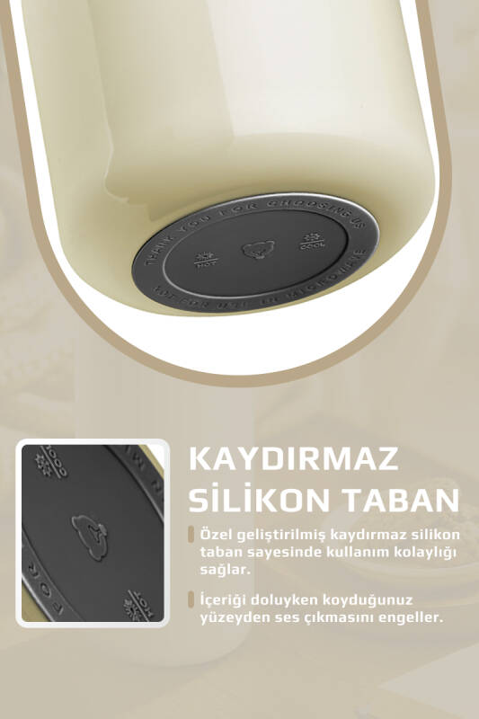 Fika Paeta Çift Katmanlı Sızdırmaz Kapaklı Çelik Orta Boy Sürahi Termos 1300 ML - Bej - 7