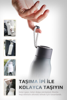 Fika Rento Sızdırmaz Vidalı Kapaklı Geniş Ağızlıklı Kolay Taşınabilir Çelik Termos 600 ML - Antrasit - 5