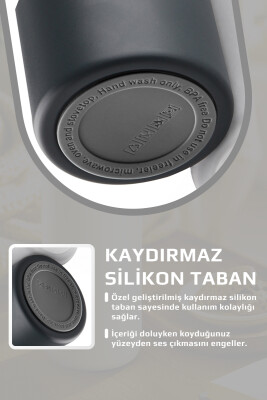 Fika Rento Sızdırmaz Vidalı Kapaklı Geniş Ağızlıklı Kolay Taşınabilir Çelik Termos 600 ML - Antrasit - 7
