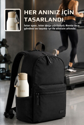 Fika Rento Sızdırmaz Vidalı Kapaklı Geniş Ağızlıklı Kolay Taşınabilir Çelik Termos 600 ML - Bej - 4