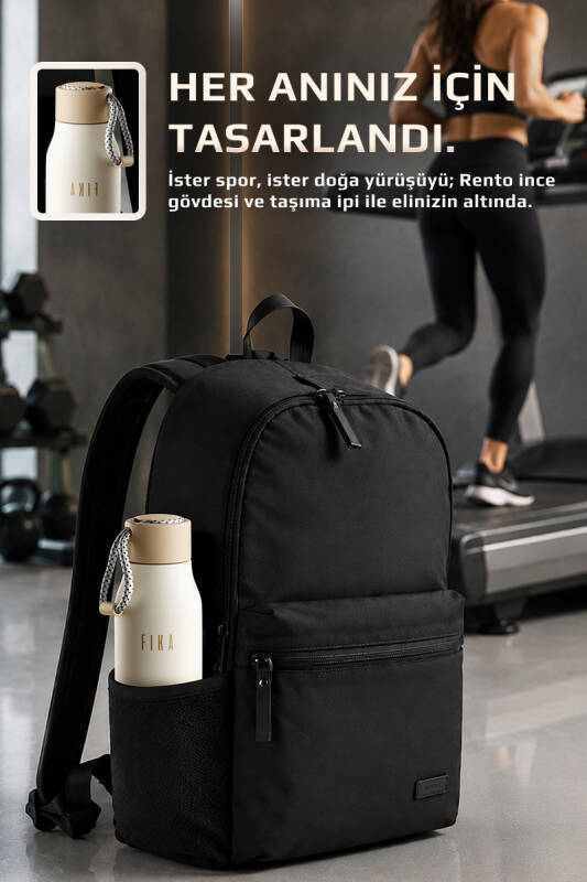 Fika Rento Sızdırmaz Vidalı Kapaklı Geniş Ağızlıklı Kolay Taşınabilir Çelik Termos 600 ML - Bej - 4