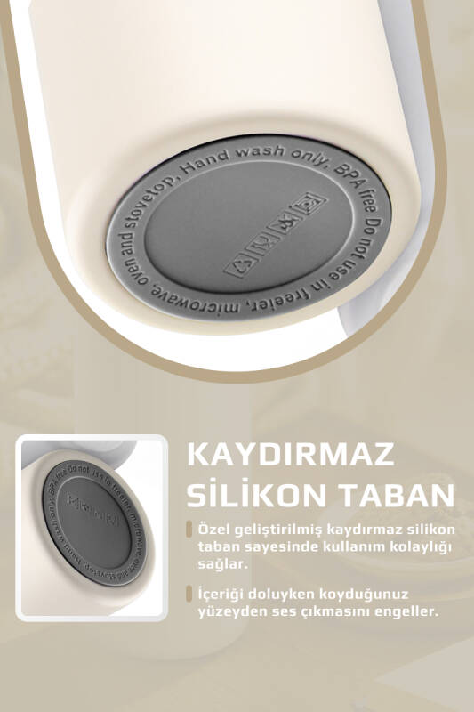 Fika Rento Sızdırmaz Vidalı Kapaklı Geniş Ağızlıklı Kolay Taşınabilir Çelik Termos 600 ML - Bej - 7