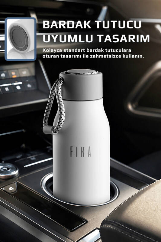 Fika Rento Sızdırmaz Vidalı Kapaklı Geniş Ağızlıklı Kolay Taşınabilir Çelik Termos 600 ML - Beyaz - 2