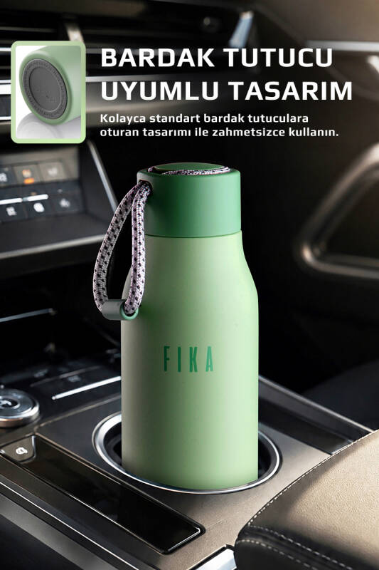 Fika Rento Sızdırmaz Vidalı Kapaklı Geniş Ağızlıklı Kolay Taşınabilir Çelik Termos 600 ML - Mint Yeşili - 2