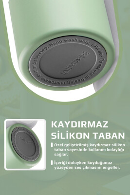 Fika Rento Sızdırmaz Vidalı Kapaklı Geniş Ağızlıklı Kolay Taşınabilir Çelik Termos 600 ML - Mint Yeşili - 7