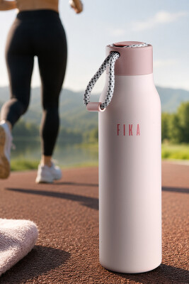 Fika Rento Sızdırmaz Vidalı Kapaklı Geniş Ağızlıklı Kolay Taşınabilir Çelik Termos 600 ML - Pembe - Neoflam