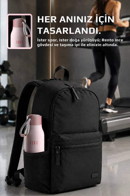 Fika Rento Sızdırmaz Vidalı Kapaklı Geniş Ağızlıklı Kolay Taşınabilir Çelik Termos 600 ML - Pembe - 4