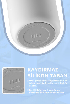 Fika Tauko Sızdırmaz Kolay Sökülebilir Derin Temizlenebilir Patentli Kapaklı Çelik Bardak Termos 470 ML - Beyaz - 7