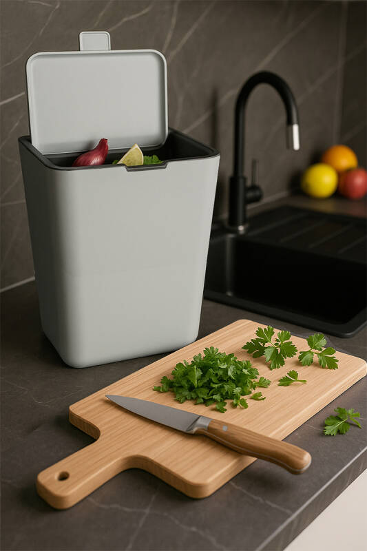 Flip 6 LT Banyo Mutfak Tezgah Üstü Çöp kovası - Gri - 1