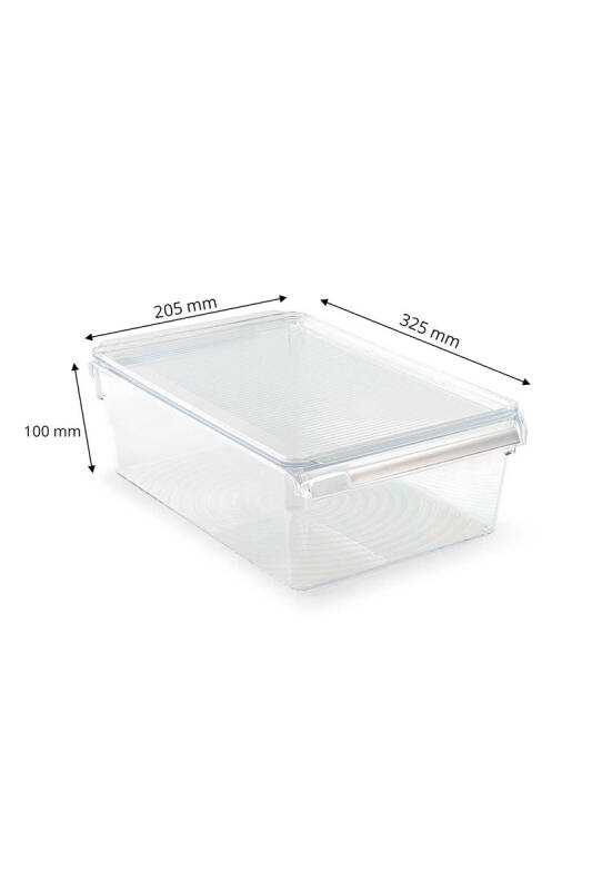 Kapaklı Buzdolabı Içi Organizer Dolap Içi Düzenleyici Saklama Kabı 325*205*100 Mm Şeffaf 6 Lı - 3