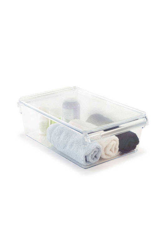 Kapaklı Buzdolabı Içi Organizer Dolap Içi Düzenleyici Saklama Kabı 325*205*100 Mm Şeffaf 6 Lı - 4