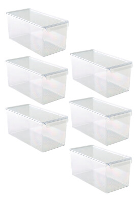 6'lı Kapaklı Buzdolabı Düzenleyici Dolap İçi Organizer Saklama Kabı Seti 165*355*160 MM Şeffaf - 1