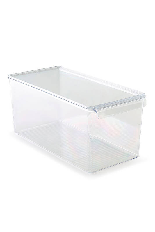 6'lı Kapaklı Buzdolabı Düzenleyici Dolap İçi Organizer Saklama Kabı Seti 165*355*160 MM Şeffaf - 2