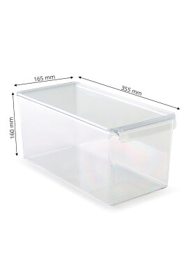 6'lı Kapaklı Buzdolabı Düzenleyici Dolap İçi Organizer Saklama Kabı Seti 165*355*160 MM Şeffaf - 4