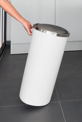 Lenox 35 Lt Döner Kapaklı Mutfak Banyo Ofis Çöp Kovası-Beyaz - 3