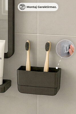 Moliette Yapışkanlı 3'lü Banyo Aksesuar Seti - Antrasit - 6