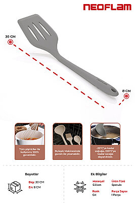 NEOFLAM SİLİKON IZGARALI SPATULA GRİ - Neoflam (1)