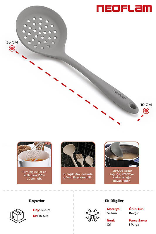NEOFLAM SİLİKON SPATULA GRİ - 2