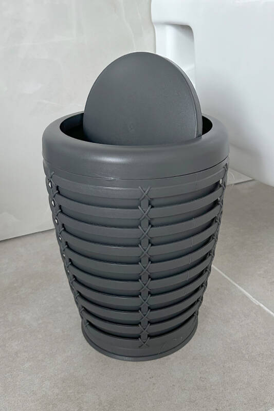 Palm 7,5 LT Döner Kapaklı Banyo Mutfak Çöp Kovası - Gri - 2