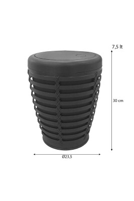 Palm 7,5 LT Döner Kapaklı Banyo Mutfak Çöp Kovası - Gri - 4